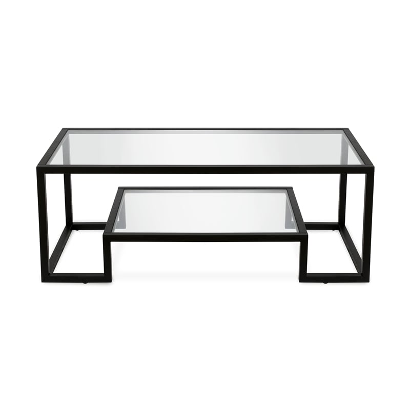 Pemberly Row Hollywood Regency Metal Black and Bronze Coffee Table