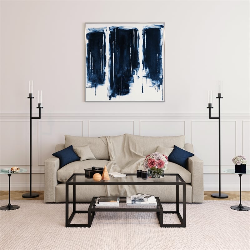 Pemberly Row Hollywood Regency Metal Black and Bronze Coffee Table