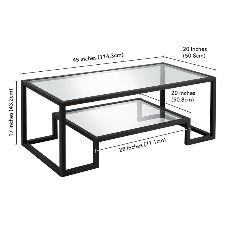 Pemberly Row Hollywood Regency Metal Black and Bronze Coffee Table