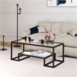 Pemberly Row Hollywood Regency Metal Black and Bronze Coffee Table