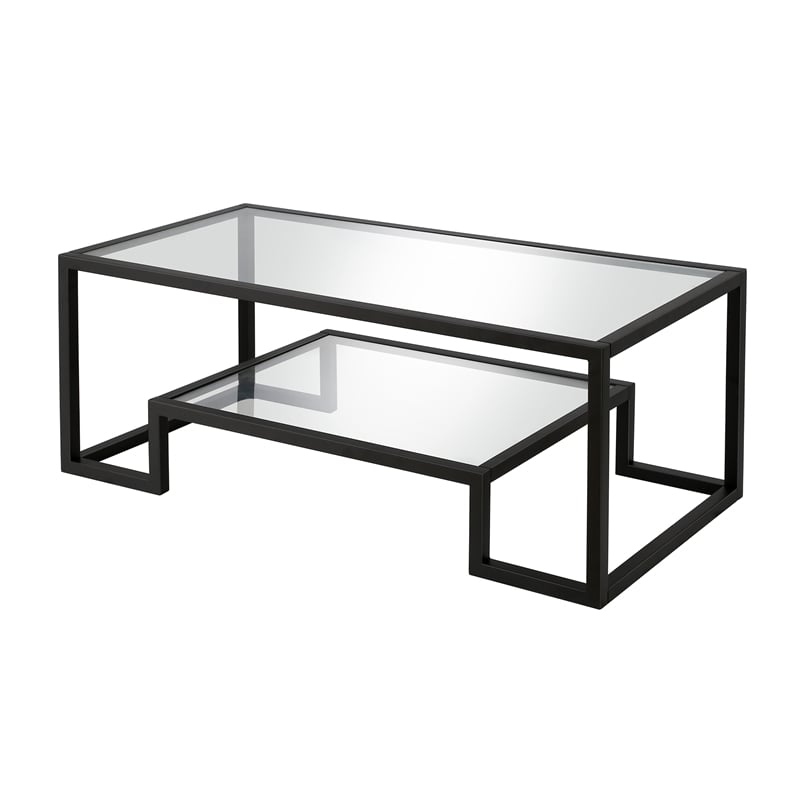 Pemberly Row Hollywood Regency Metal Black and Bronze Coffee Table
