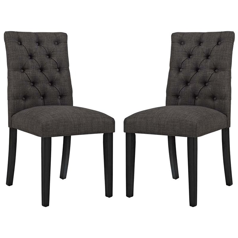 Pemberly Row Modern Tufted Dining Side Chair in Brown (Set of 2)