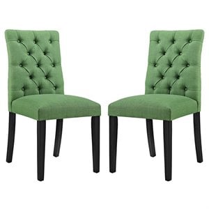 Pemberly Row Modern Tufted Dining Side Chair in Green (Set of 2)