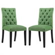 Pemberly Row Modern Tufted Dining Side Chair in Green (Set of 2)