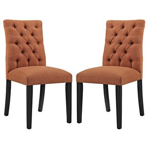 Pemberly Row 21.5&quot Modern Style Fabric Dining Chair in Orange (Set of 2)