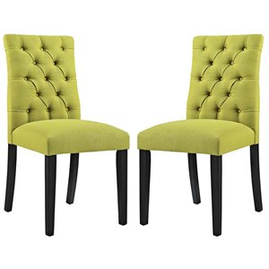 Pemberly Row 21.5&quot Modern Style Fabric Dining Chair in Wheatgrass (Set of 2)