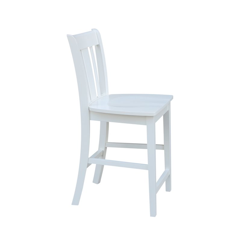 Pemberly Row Solid Wood Counter Height Stool in White - 24