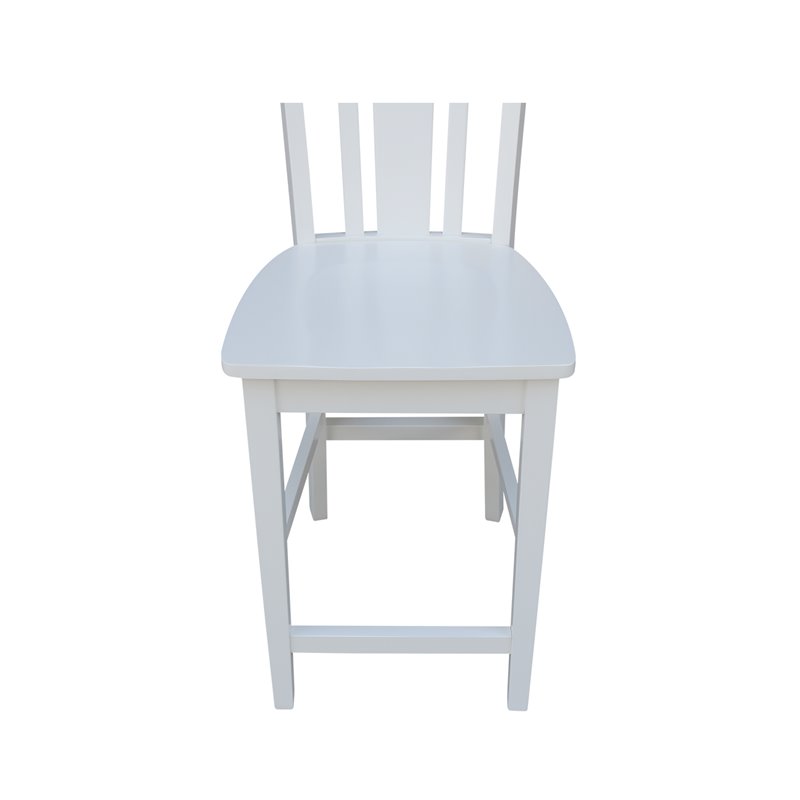 Pemberly Row Solid Wood Counter Height Stool in White - 24