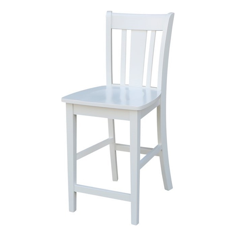 Pemberly Row Solid Wood Counter Height Stool in White - 24