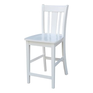 Pemberly Row Solid Wood Counter Height Stool in White - 24&quot Seat Height