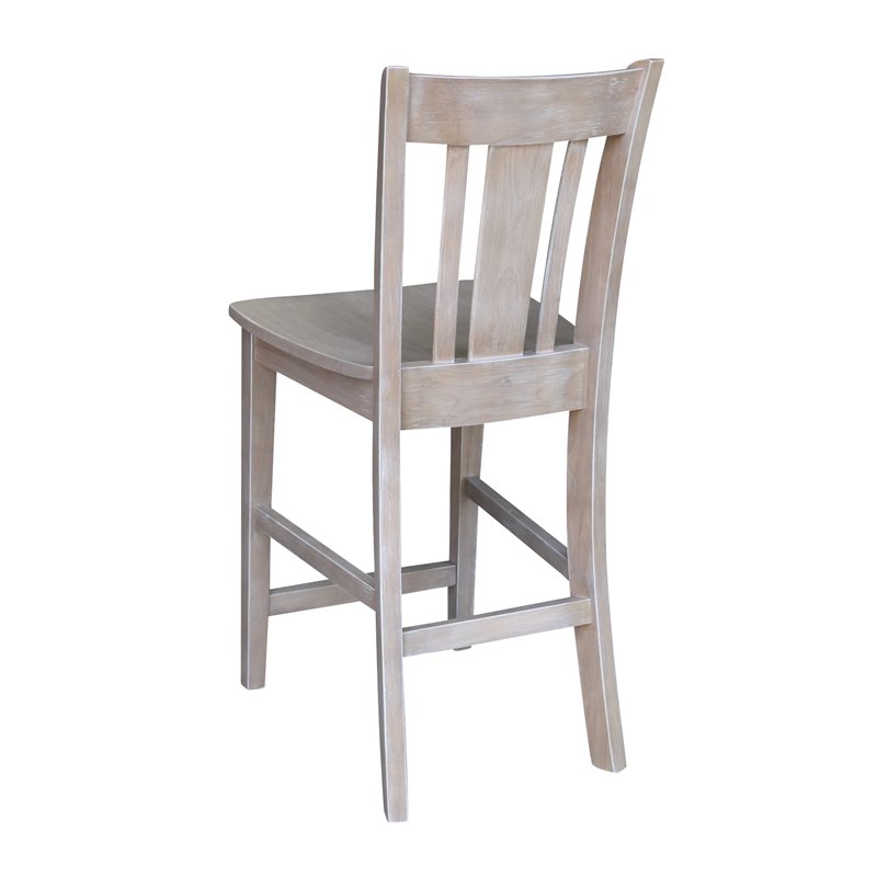 Pemberly Row Wood Counter Height Stool in Washed Gray Taupe - 24