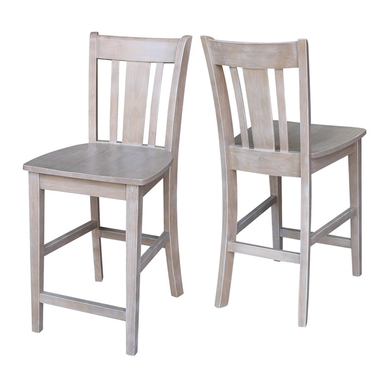 Pemberly Row Wood Counter Height Stool in Washed Gray Taupe - 24