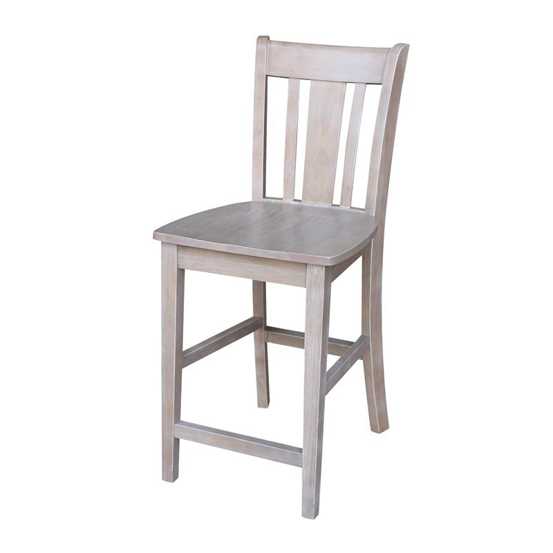 Pemberly Row Wood Counter Height Stool in Washed Gray Taupe - 24
