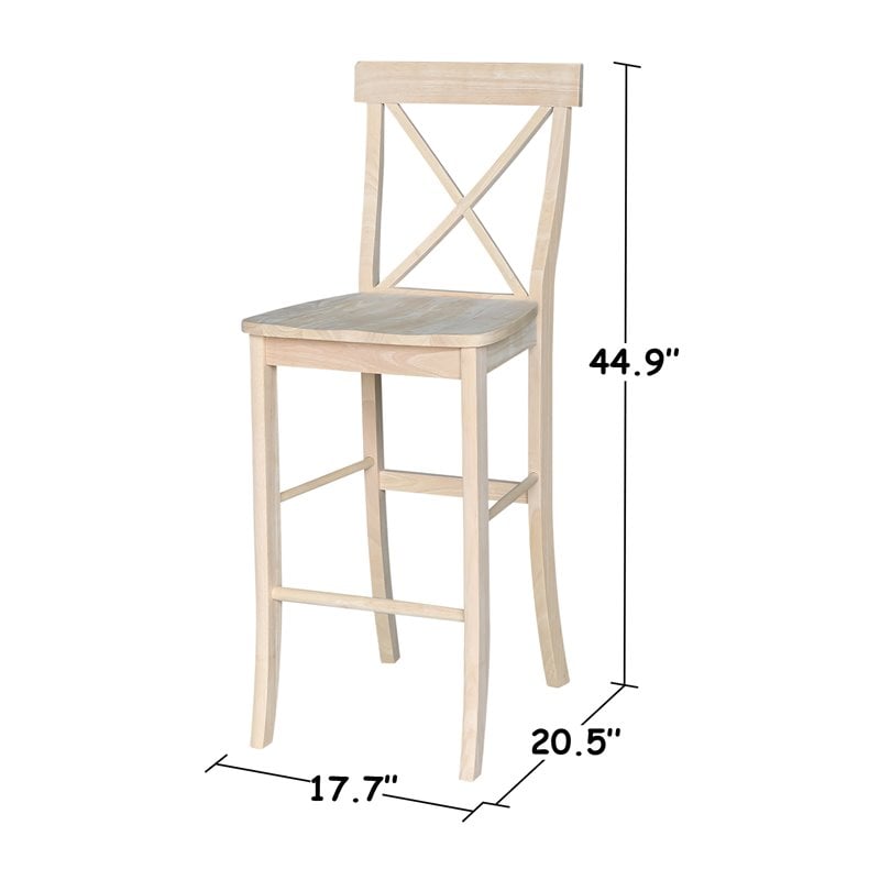 Pemberly Row Contemporary Wood X-Back Stool - 30