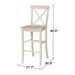 Pemberly Row Contemporary Wood X-Back Stool - 30