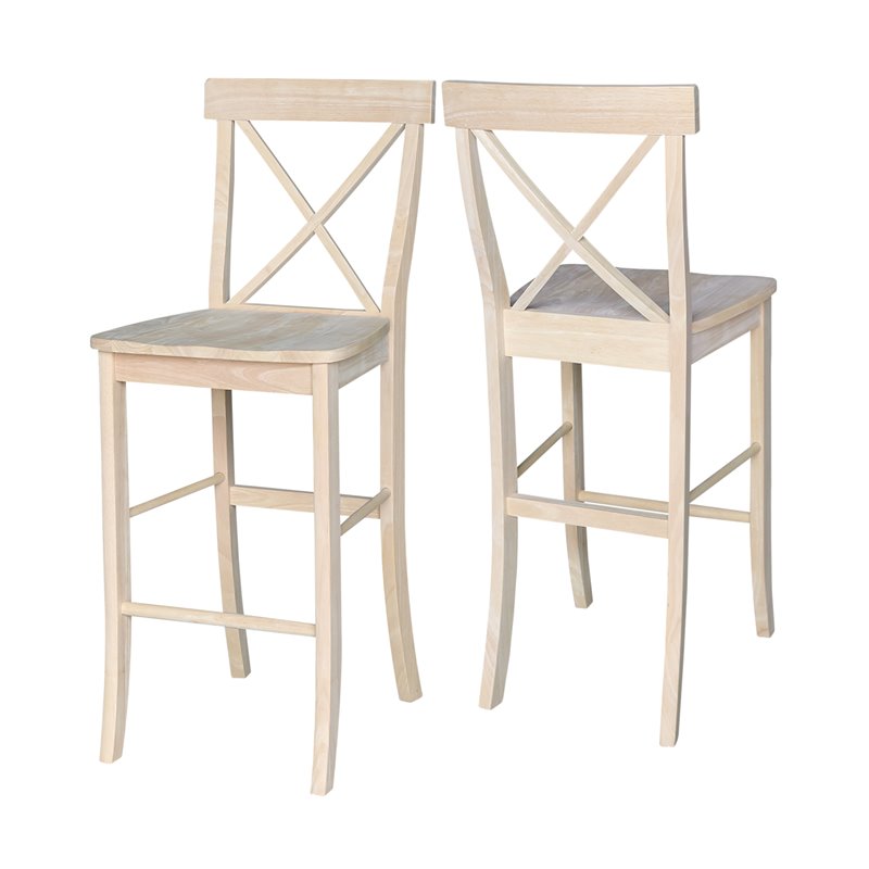 Pemberly Row Contemporary Wood X-Back Stool - 30