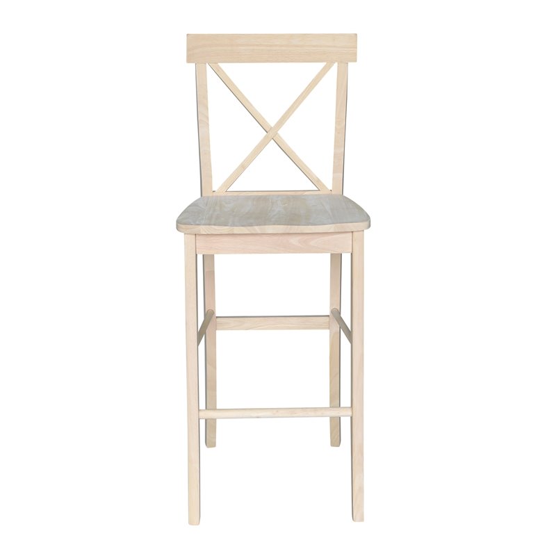 Pemberly Row Contemporary Wood X-Back Stool - 30