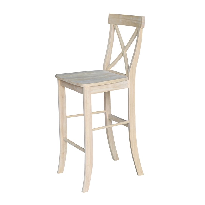 Pemberly Row Contemporary Wood X-Back Stool - 30