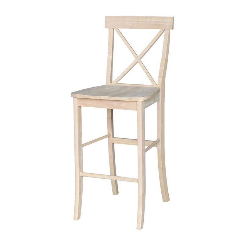 Pemberly Row Contemporary Wood X-Back Stool - 30