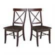 Pemberly Row Set of Two X-Back Chairs with Solid Wood Seats in Rich Mocha