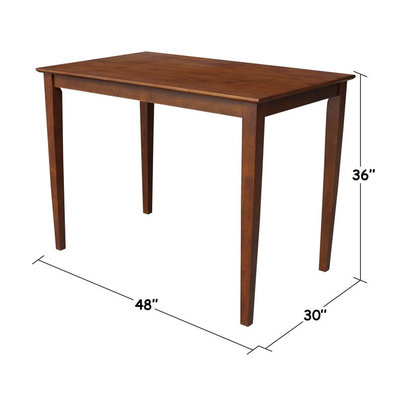 Pemberly Row Contemporary Solid Wood Top Dining Table in Chocolate