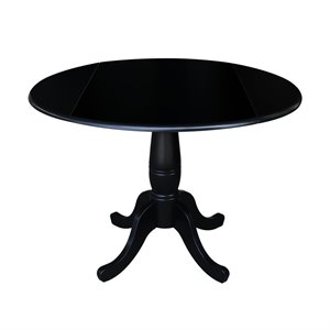 Pemberly Row Modern 42&quot Round Dual Drop Leaf Pedestal Table 29.5&quotH