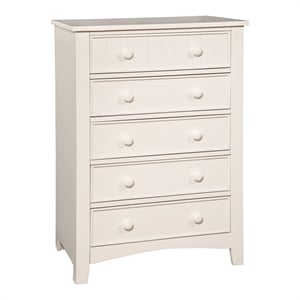Pemberly Row Contemporary Solid Wood 5-Drawer Chest in White