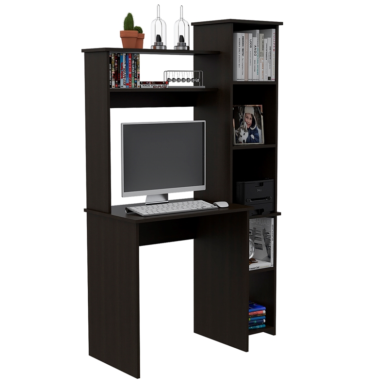 Pemberly Row Contemporary Desk Engineered Wood Desks in Black