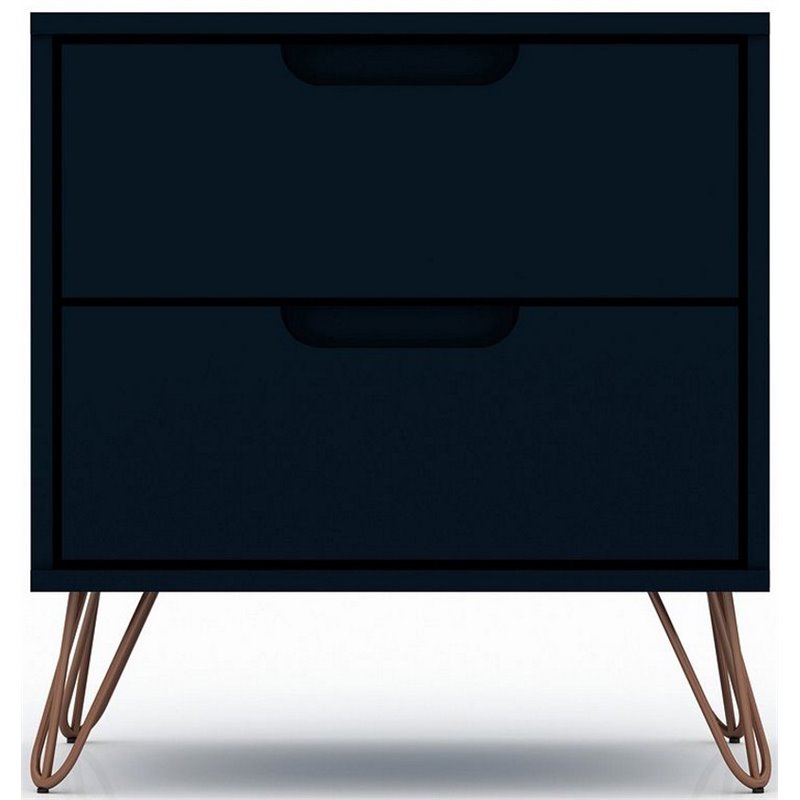 Pemberly Row Modern 2-Drawer Wood Nightstand in Midnight Blue
