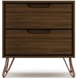 Pemberly Row Contemporary 2-Drawer Wood Nightstand in Brown Finish