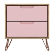 Pemberly Row 2-Drawer Wood Nightstand in Rose Pink & Natural