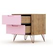 Pemberly Row 2-Drawer Wood Nightstand in Rose Pink & Natural