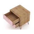 Pemberly Row 2-Drawer Wood Nightstand in Rose Pink & Natural