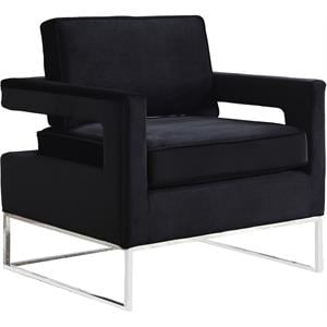Pemberly Row Contemporary Upholstered Black Velvet Accent Chair