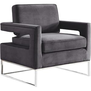 Pemberly Row Contemporary Upholstered Grey Velvet Accent Chair