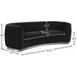Pemberly Row Contemporary Black Velvet Sofa with Sturdy Stainless Steel Base