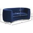 Pemberly Row Contemporary Navy Velvet Loveseat with Sturdy Stainless Steel Base