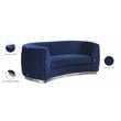 Pemberly Row Contemporary Navy Velvet Loveseat with Sturdy Stainless Steel Base