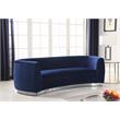 Pemberly Row Contemporary Navy Velvet Sofa with Sturdy Stainless Steel Base