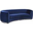 Pemberly Row Contemporary Navy Velvet Sofa with Sturdy Stainless Steel Base