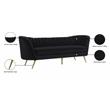 Pemberly Row Contemporary Black Velvet Sofa with Sturdy Stainless Steel Legs