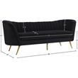 Pemberly Row Contemporary Black Velvet Sofa with Sturdy Stainless Steel Legs