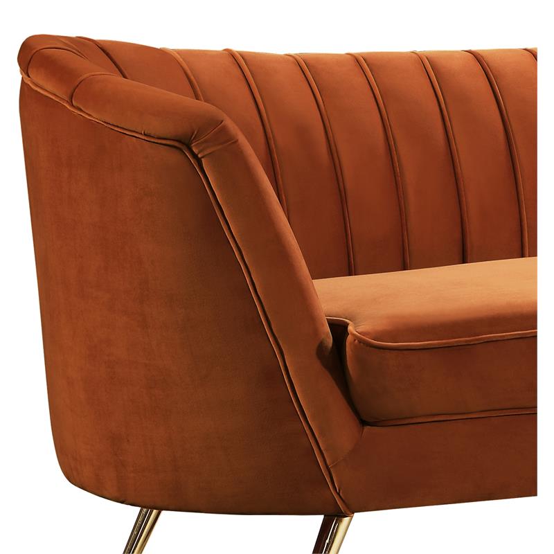 Pemberly Row Contemporary Upholstered Cognac Finish Velvet Chair