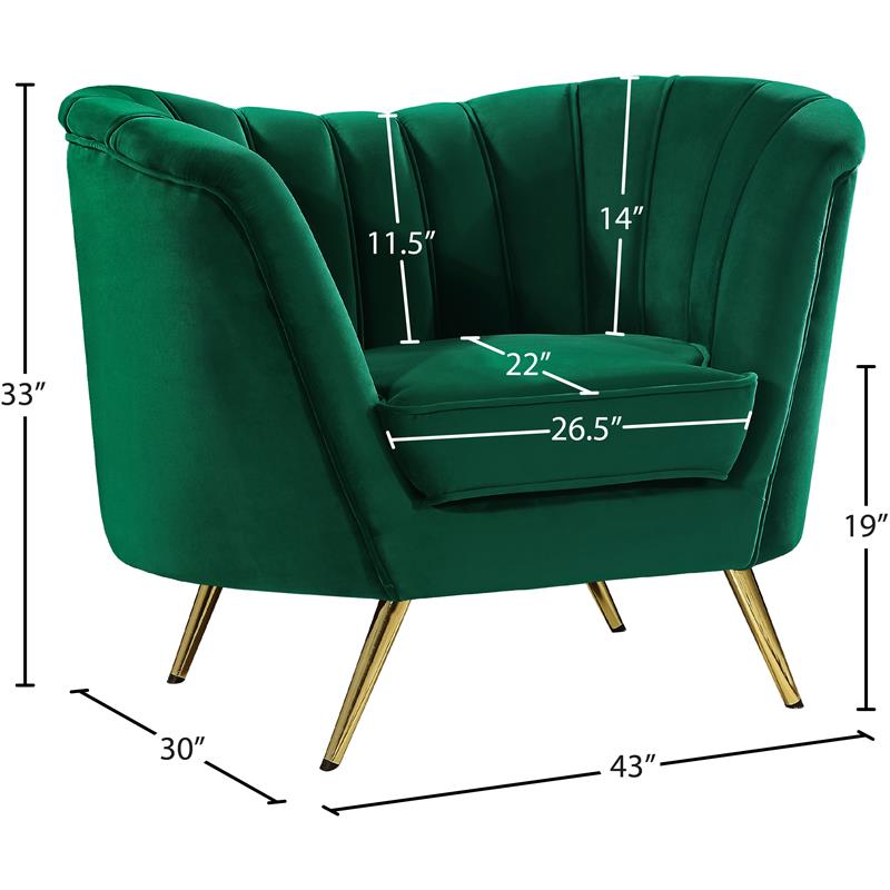 Pemberly Row Contemporary Upholstered Green Finish Velvet Chair
