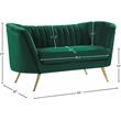 Pemberly Row Contemporary Upholstered Green Finish Velvet Loveseat