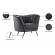 Pemberly Row Contemporary Grey Velvet Chair with Sturdy Stainless Steel Legs