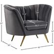 Pemberly Row Contemporary Grey Velvet Chair with Sturdy Stainless Steel Legs