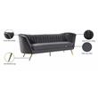 Pemberly Row Contemporary Grey Velvet Sofa with Sturdy Stainless Steel Legs
