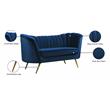 Pemberly Row Contemporary Navy Velvet Loveseat with Sturdy Stainless Steel Legs