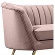 Pemberly Row Contemporary Pink Velvet Loveseat with Sturdy Stainless Steel Legs